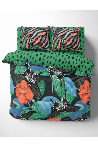 Helen George Butterfly Valley Pamuklu 4 Mevsim 200 x 220 cm Çarşaflı Desenli Çift Kişilik Nevresim Takımı Çok Renkli