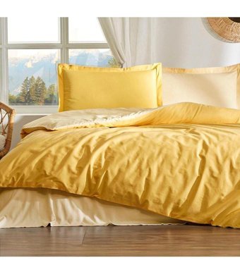 Özdilek Colourist Ranforce 4 Mevsim 200 x 220 cm Çarşaflı Düz Çift Kişilik Nevresim Takımı Sarı