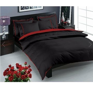 Taç Prestige Delux Saten 4 Mevsim 200 x 220 cm Çarşaflı Desenli Çift Kişilik Nevresim Takımı Siyah