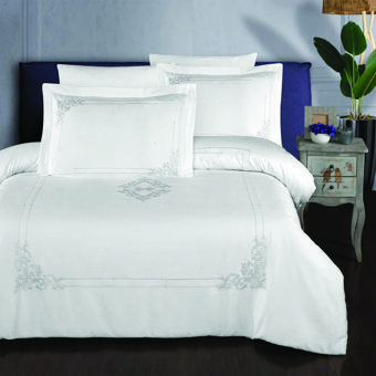 Maxstyle Damask Saten 4 Mevsim 200 x 220 cm Çarşaflı Desenli Çift Kişilik Nevresim Takımı Beyaz