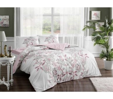 Taç Lucy Ranforce 4 Mevsim 200 x 220 cm Çarşaflı Desenli Çift Kişilik Nevresim Takımı Pembe