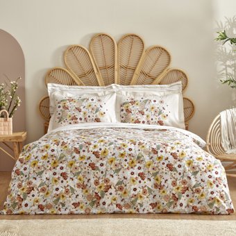 Karaca Home Ponza Pamuklu 4 Mevsim 160 x 220 cm Çarşaflı Çiçekli Çift Kişilik Nevresim Takımı Bej