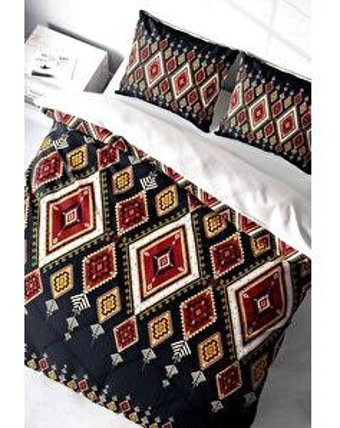 Monohome King Size Ethnic Geometric Pamuklu 4 Mevsim 200 x 220 cm Çarşaflı Desenli Çift Kişilik Nevresim Takımı Çok Renkli