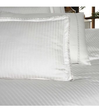 Sarev Jacquard Stripe Pamuklu 4 Mevsim 200 x 220 cm Çarşaflı Çizgili Çift Kişilik Nevresim Takımı Beyaz