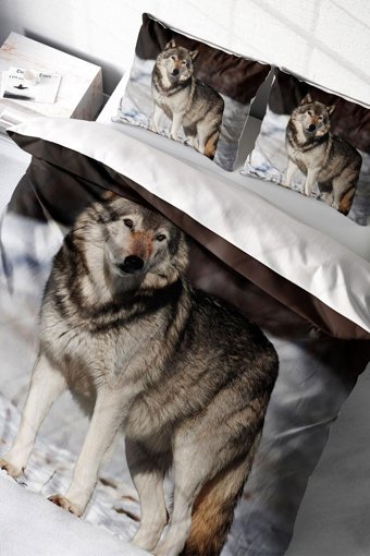 Monohome Snowwolf 3d Pamuklu 4 Mevsim 200 x 220 cm Çarşaflı Desenli Çift Kişilik Nevresim Takımı Çok Renkli
