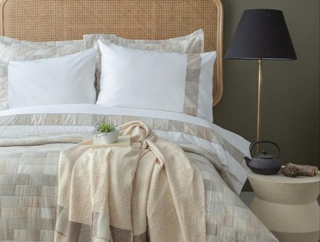 Apricitas Prime Piazza Pamuklu 4 Mevsim 200 x 220 cm Çarşaflı Desenli Çift Kişilik Nevresim Takımı Bej