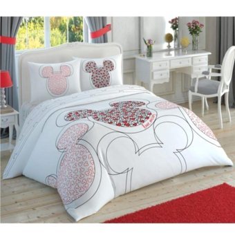 Taç Disney Love Mickey Glow Pamuklu 4 Mevsim 200 x 220 cm Çarşaflı Desenli Çift Kişilik Nevresim Takımı Çok Renkli