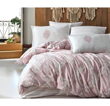 Clasy Fioarita V1 Ranforce 4 Mevsim 200 x 220 cm Çarşaflı Desenli Çift Kişilik Nevresim Takımı Pembe