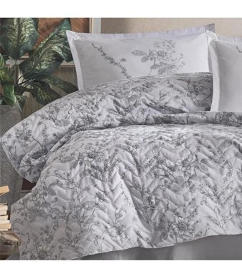 Clasy Messina V1 Pamuklu 4 Mevsim 200 x 220 cm Çarşaflı Desenli Çift Kişilik Nevresim Takımı Gri