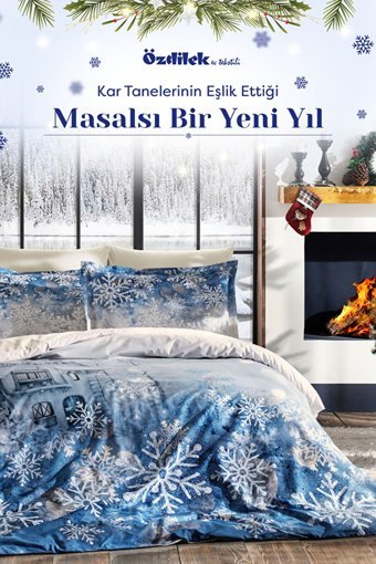 Özdilek Snowflake Pamuklu 4 Mevsim 200 x 220 cm Çarşaflı Desenli Çift Kişilik Nevresim Takımı Çok Renkli