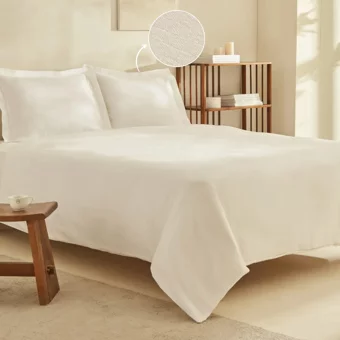 Karaca Home Fierra Pamuklu 4 Mevsim 200 x 220 cm Çarşaflı Düz Çift Kişilik Nevresim Takımı Beyaz