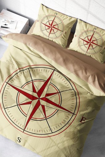 Monohome Compass Klasik Pamuklu 4 Mevsim 200 x 220 cm Çarşaflı Pusula Çift Kişilik Nevresim Takımı Çok Renkli