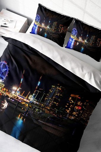 Monohome Harbor Night Modern Pamuklu 4 Mevsim 200 x 220 cm Çarşaflı Desenli Çift Kişilik Nevresim Takımı Çok Renkli
