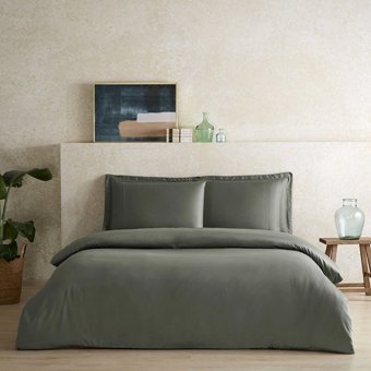 Linens Lyocell Pamuklu 4 Mevsim 200 x 220 cm Çarşaflı Düz Çift Kişilik Nevresim Takımı Yeşil