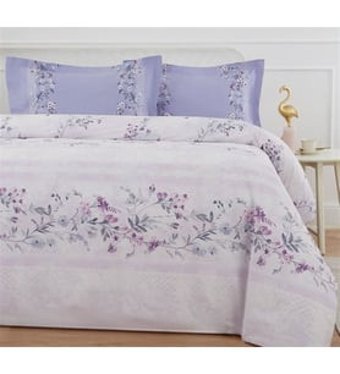 Özdilek Lavender Ranforce 4 Mevsim 200 x 220 cm Çarşaflı Çiçekli Çift Kişilik Nevresim Takımı Lila