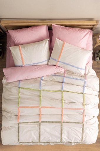 Cotton Box Puff İnsula Pamuklu 4 Mevsim 200 x 220 cm Çarşaflı Desenli Çift Kişilik Nevresim Takımı Pudra
