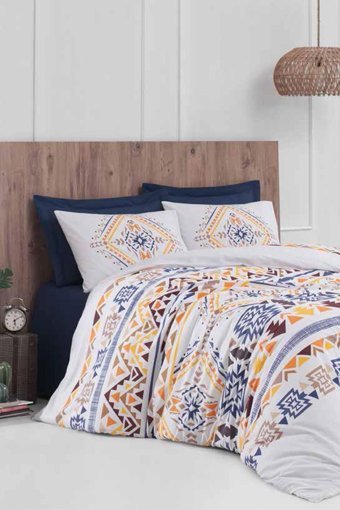 Altınbaşak Ethnic Pamuklu 4 Mevsim 200 x 220 cm Çarşaflı Desenli Çift Kişilik Nevresim Takımı Çok Renkli