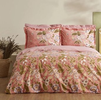 Karaca Home Pasares Pamuklu 4 Mevsim 200 x 220 cm Çarşaflı Desenli Çift Kişilik Nevresim Takımı Pembe