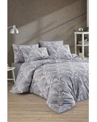 Çeyiz Diyarı Diego Pamuklu 4 Mevsim 200 x 220 cm Çarşaflı Desenli Çift Kişilik Nevresim Takımı Gri