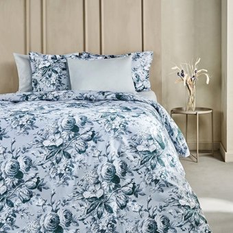 Marie Claire Eldora Ranforce 4 Mevsim 200 x 220 cm Çarşaflı Çiçekli Çift Kişilik Nevresim Takımı Mavi
