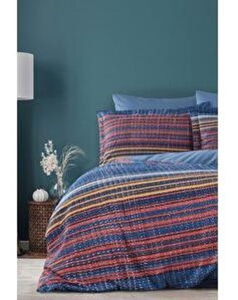 Varol Laura Home Linear Bambu Saten 4 Mevsim 200 x 220 cm Çarşaflı Desenli Çift Kişilik Nevresim Takımı Çok Renkli