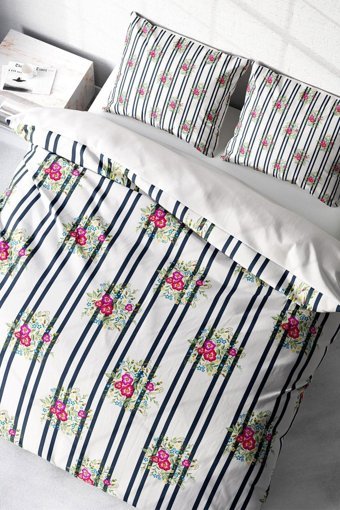 Monohome Ribbon Flowers Naturel Pamuklu 4 Mevsim 200 x 220 cm Çarşaflı Desenli Çift Kişilik Nevresim Takımı Çok Renkli