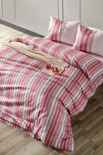 Doqu Home Maestro Saten 4 Mevsim 200 x 220 cm Çarşaflı Desenli Çift Kişilik Nevresim Takımı Pudra