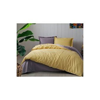 Özdilek Colormix Ranforce 4 Mevsim 200 x 220 cm Çarşaflı Düz Çift Kişilik Nevresim Takımı Gri-Sarı