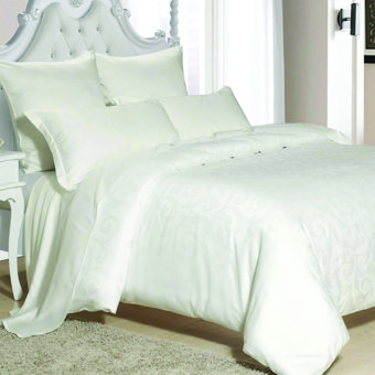 Maxstyle Lyocell Destiny Jakarlı 4 Mevsim 200 x 220 cm Çarşaflı Desenli Çift Kişilik Nevresim Takımı Beyaz