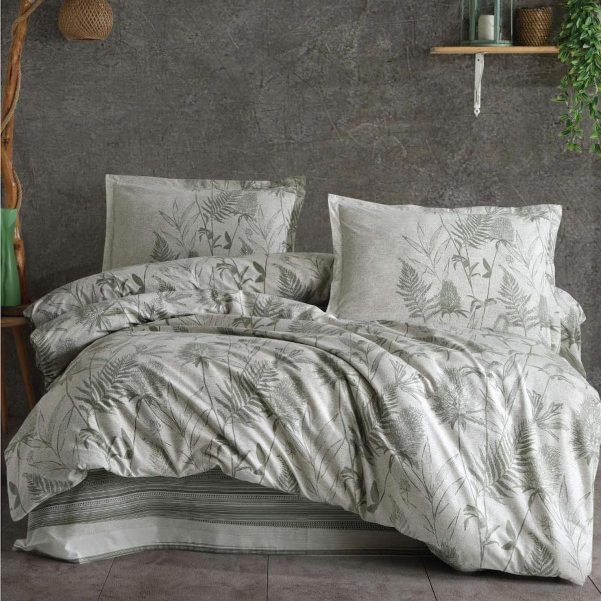 Clasy Tuva Pamuklu 4 Mevsim 160 x 220 cm Çarşaflı Desenli Çift Kişilik Nevresim Takımı Yeşil
