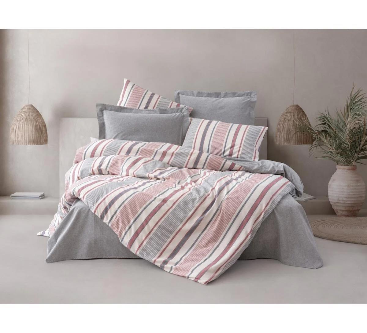 Cotton Box Natureforce Pamuklu 4 Mevsim 200 x 220 cm Çarşaflı Desenli Çift Kişilik Nevresim Takımı Mavi