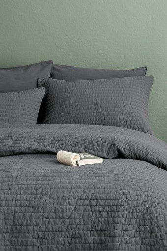 İssimo Home Savanna Pamuklu 4 Mevsim 240 x 260 cm Çarşaflı Çiçekli Çift Kişilik Nevresim Takımı Antrasit