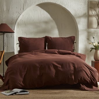 Karaca Home 4 Element Pamuklu 4 Mevsim 200 x 220 cm Çarşaflı Düz Çift Kişilik Nevresim Takımı Kahverengi