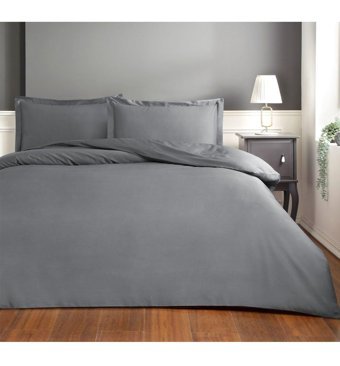 Taç Basic Saten 4 Mevsim 200 x 220 cm Çarşaflı Desenli Çift Kişilik Nevresim Takımı Antrasit