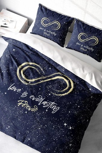 Monohome Love Is Everything 3D Pamuk Saten 4 Mevsim 200 x 220 cm Çarşaflı Desenli Çift Kişilik Nevresim Takımı Çok Renkli