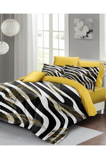 Monohome Feather 3D Pamuk Saten 4 Mevsim 200 x 220 cm Çarşaflı Desenli Çift Kişilik Nevresim Takımı Çok Renkli