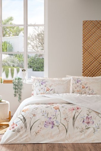 Özdilek Lily Pamuklu 4 Mevsim 200 x 220 cm Çarşaflı Çiçekli Çift Kişilik Nevresim Takımı Çok Renkli