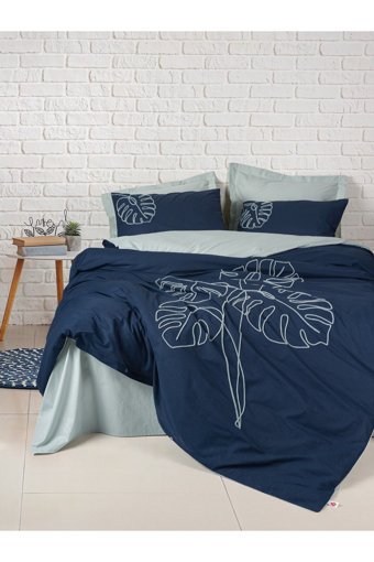 Cotton Box Brode Ranforce 4 Mevsim 200 x 220 cm Çarşaflı Desenli Çift Kişilik Nevresim Takımı Mint