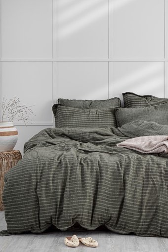 Ecocotton Pamuklu 4 Mevsim 200 x 220 cm Çarşaflı Desenli Çift Kişilik Nevresim Takımı Yeşil