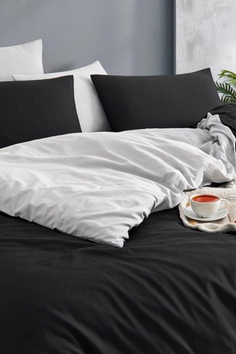 Tabu Home Pamuklu 4 Mevsim 200 x 220 cm Çarşaflı Desenli Çift Kişilik Nevresim Takımı Siyah