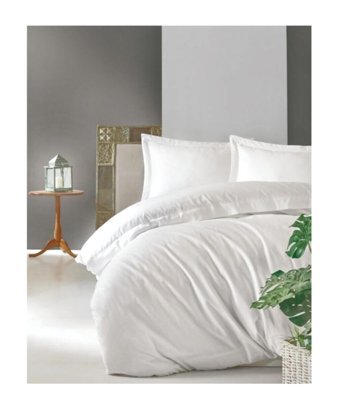 Cotton Box Elegant Pamuklu 4 Mevsim 200 x 220 cm Çarşaflı Desenli Çift Kişilik Nevresim Takımı Beyaz