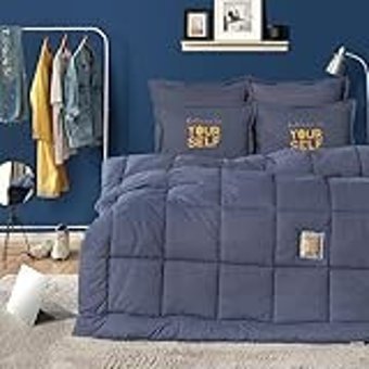 Karaca Home Motto Comfort Pamuklu 4 Mevsim 200 x 220 cm Çarşaflı Düz Çift Kişilik Nevresim Takımı İndigo