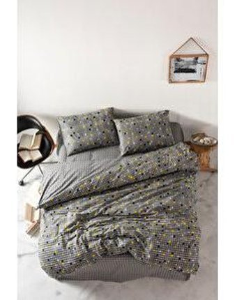 Cozy Home Dama Pamuklu 4 Mevsim 200 x 220 cm Çarşaflı Lastikli Desenli Çift Kişilik Nevresim Takımı Sarı