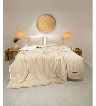 Koza Home Linda Kadife Kadife 4 Mevsim 200 x 220 cm Düz Çift Kişilik Nevresim Takımı Vizon