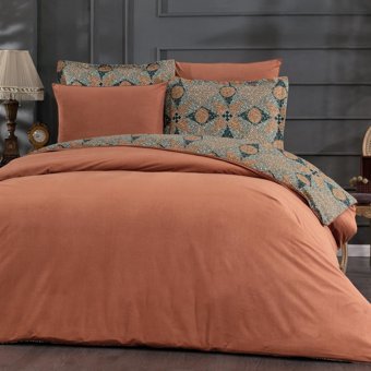 Schafer Premium Comfort Pamuklu 4 Mevsim 200 x 220 cm Çarşaflı Desenli Çift Kişilik Nevresim Takımı Kiremit
