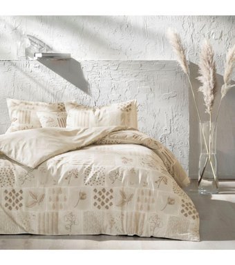 Taç Benin Ranforce 4 Mevsim 200 x 220 cm Çarşaflı Desenli Çift Kişilik Nevresim Takımı Kahve
