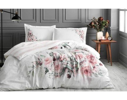Lisinya Marco Rosa Ranforce 4 Mevsim 200 x 220 cm Çarşaflı Çiçekli Çift Kişilik Nevresim Takımı Beyaz