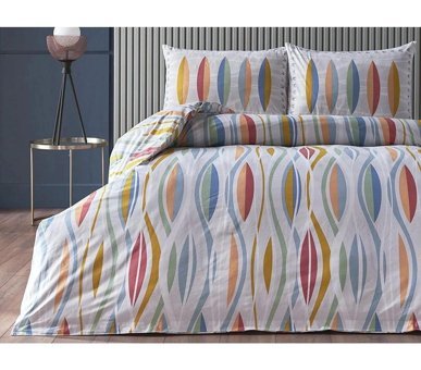 Doqu Home Festival Pamuklu 4 Mevsim 200 x 220 cm Çarşaflı Desenli Çift Kişilik Nevresim Takımı Mavi