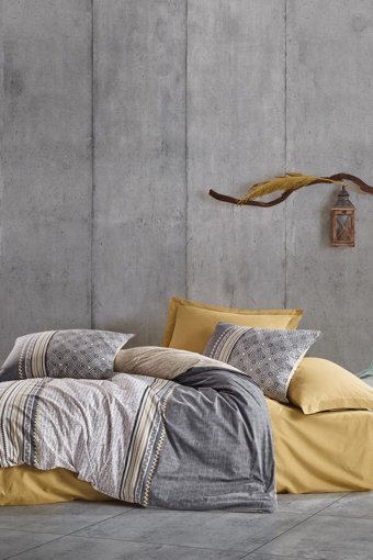 Cotton Box Nedra Pamuklu 4 Mevsim 200 x 220 cm Çarşaflı Desenli Çift Kişilik Nevresim Takımı Bej