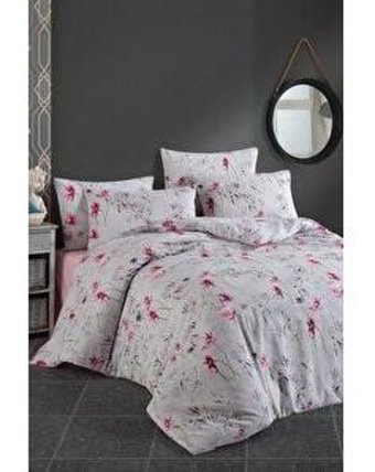 Çeyiz Diyarı Alfredo Pamuklu 4 Mevsim 200 x 220 cm Çarşaflı Çiçekli Çift Kişilik Nevresim Takımı Çok Renkli